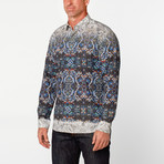 Long Sleeve Button-Up Shirt // Blue Abstract (L)
