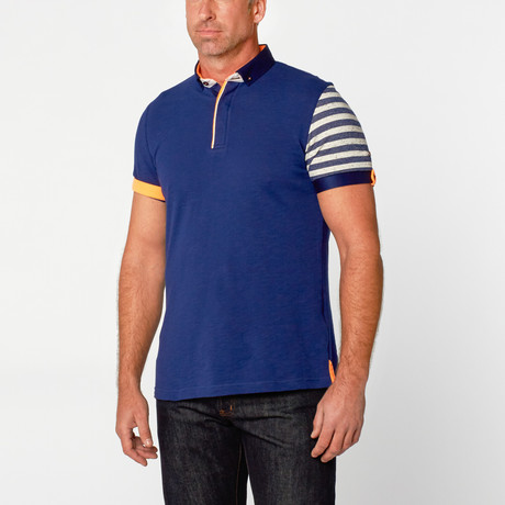 Short Sleeve Polo Shirt // Navy Stripe (S)