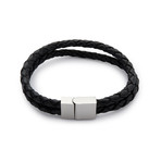 Barrel Double Leather Bracelet // Black