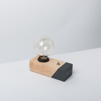 Maple Desktop Edison Lamp // Grey Contrast (Oval Bulb Style)