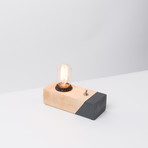 Maple Desktop Edison Lamp // Grey Contrast (Oval Bulb Style)