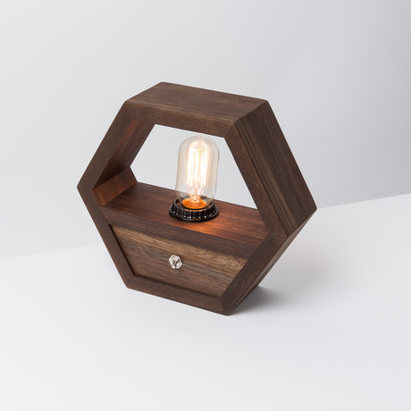 Walnut Hexagon Lamp