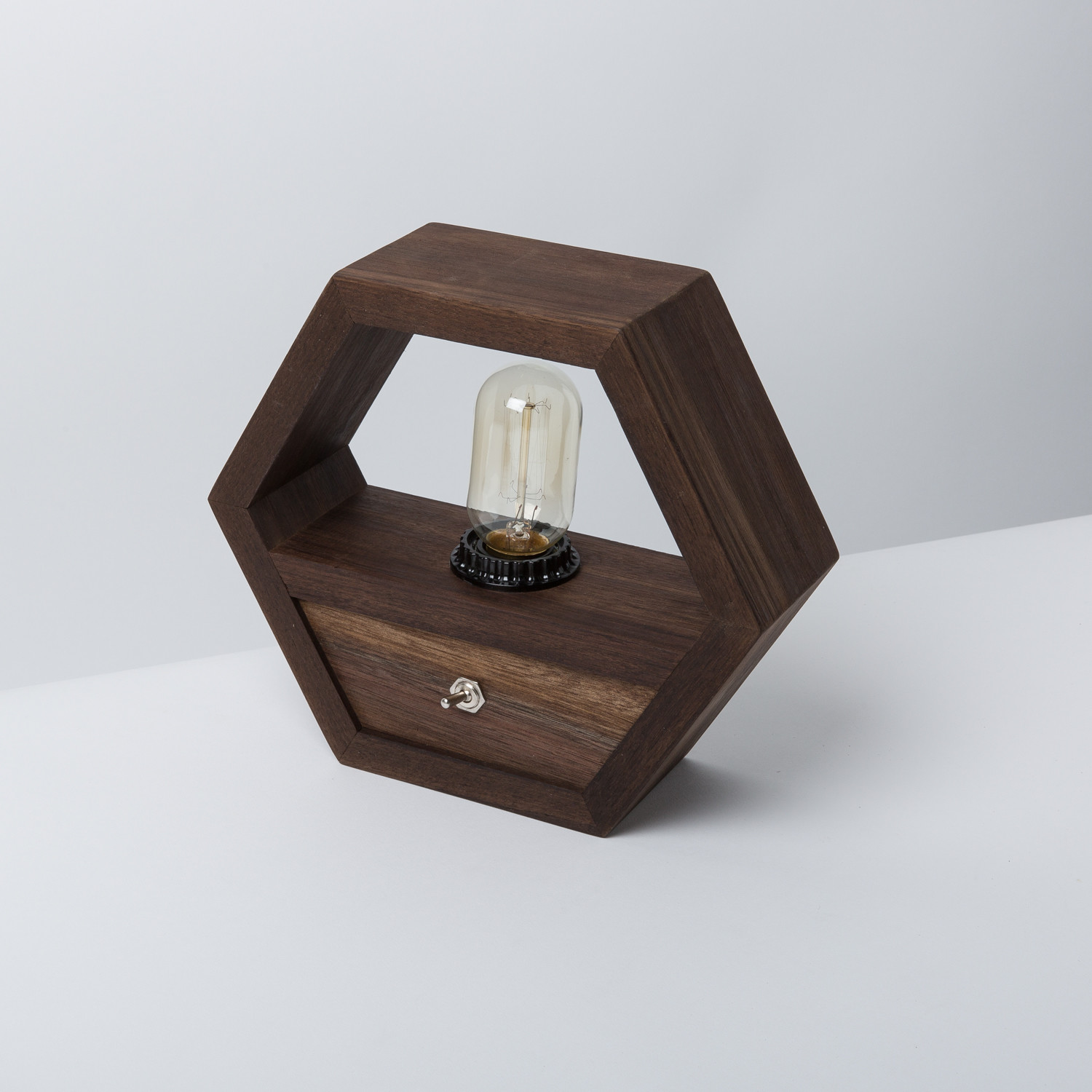 Walnut Hexagon Lamp Fernweh Woodworking Touch of Modern