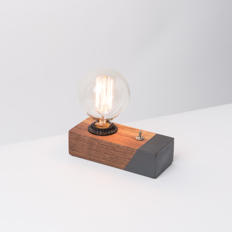 Walnut Desktop Edison Lamp // Grey Contrast (Oval Bulb Style)