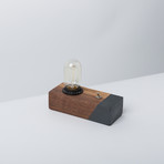 Walnut Desktop Edison Lamp // Grey Contrast (Oval Bulb Style)