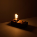 Walnut Desktop Edison Lamp // Grey Contrast (Oval Bulb Style)