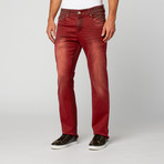 Washed Stretch Jean // Burgundy (36WX30L)