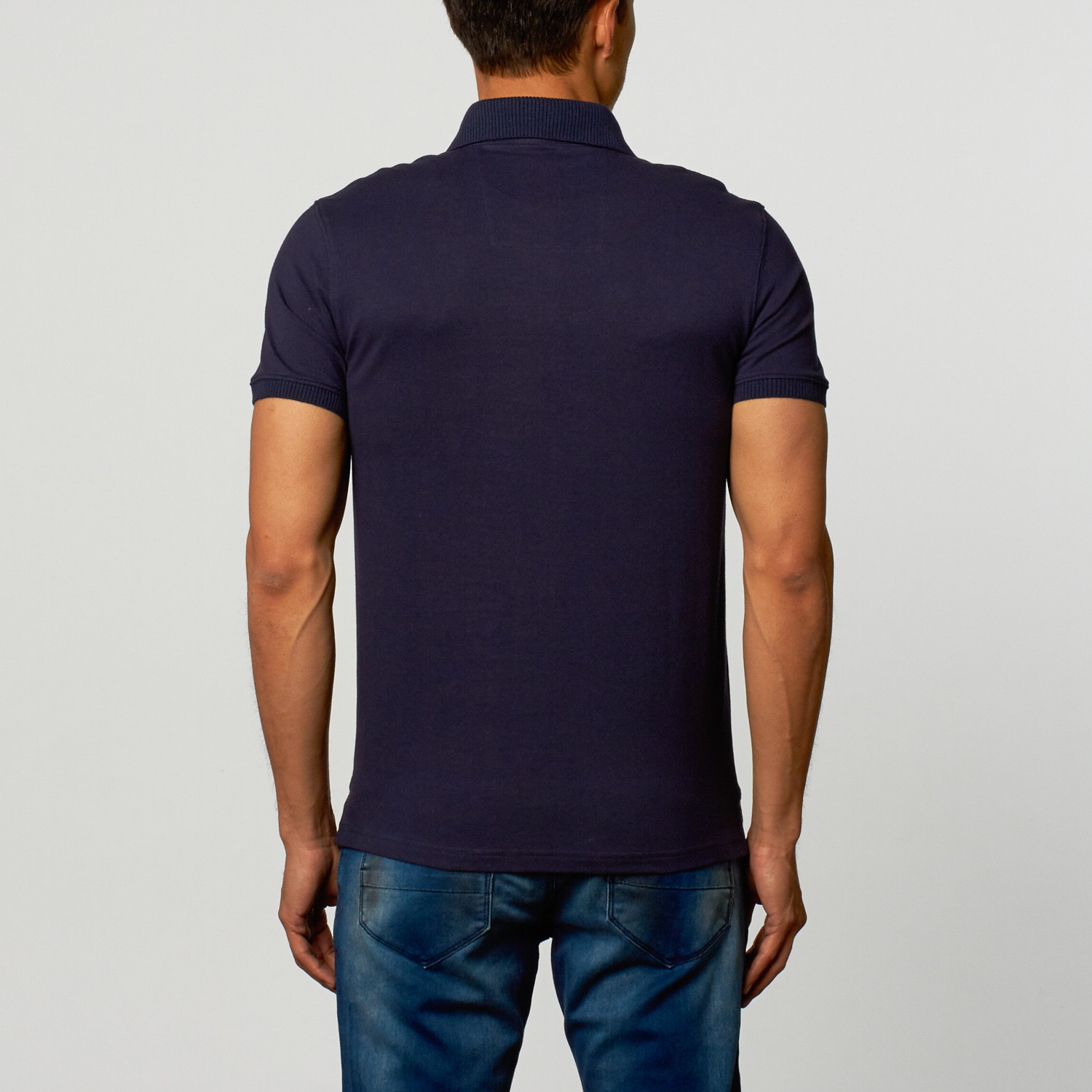 Ribbed Collar Polo // Navy (XL) - Last Grab: Short Sleeve Button-Ups ...