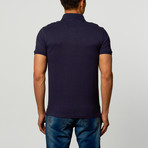 Ribbed Collar Polo // Navy (M)