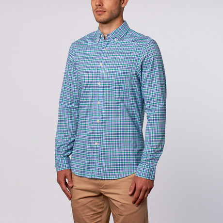 Grayson Long-Sleeve Shirt // Blue + Green (S)
