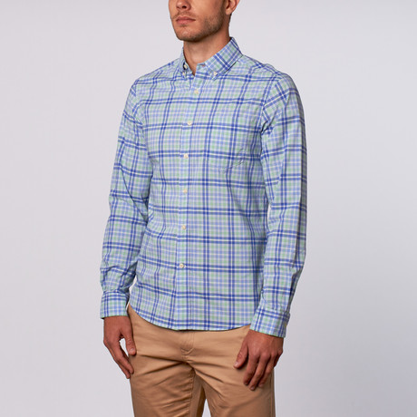 William Long-Sleeve Shirt // Blue + Grey (S)