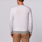 Douglas V-Neck Sweater // White + Light Grey (S)