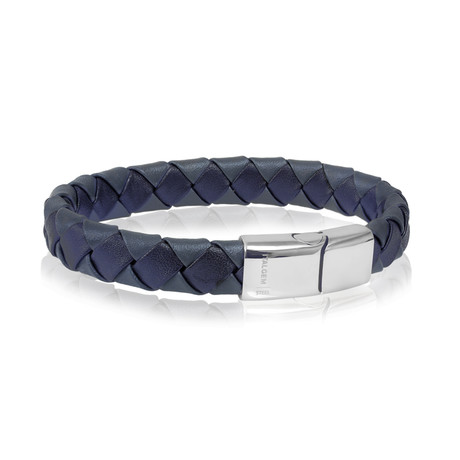 Grey + Blue Leather Bracelet