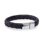 Thick Woven Brown + Blue Leather Bracelet