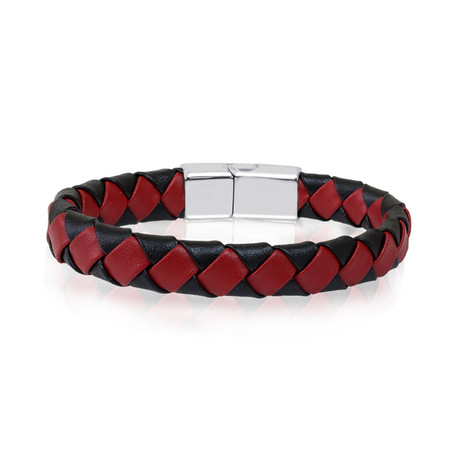 Black + Red Leather Bracelet