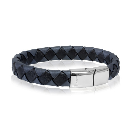 Black + Grey Leather Bracelet