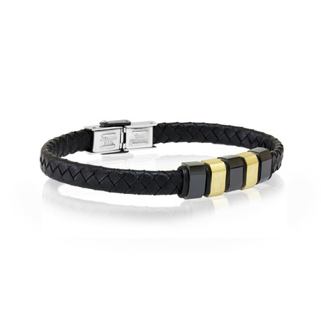 Gold Plated Leather Bracelet