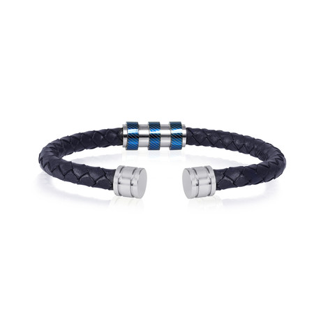 Blue Leather Cuff Bracelet