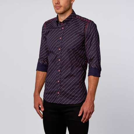 Mastro Button-Up // Navy + Red (S)