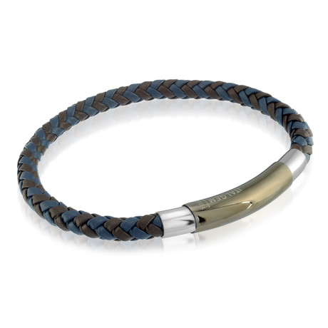 Brown + Blue Leather Bracelet