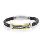 Gold Plated Black Leather Bracelet