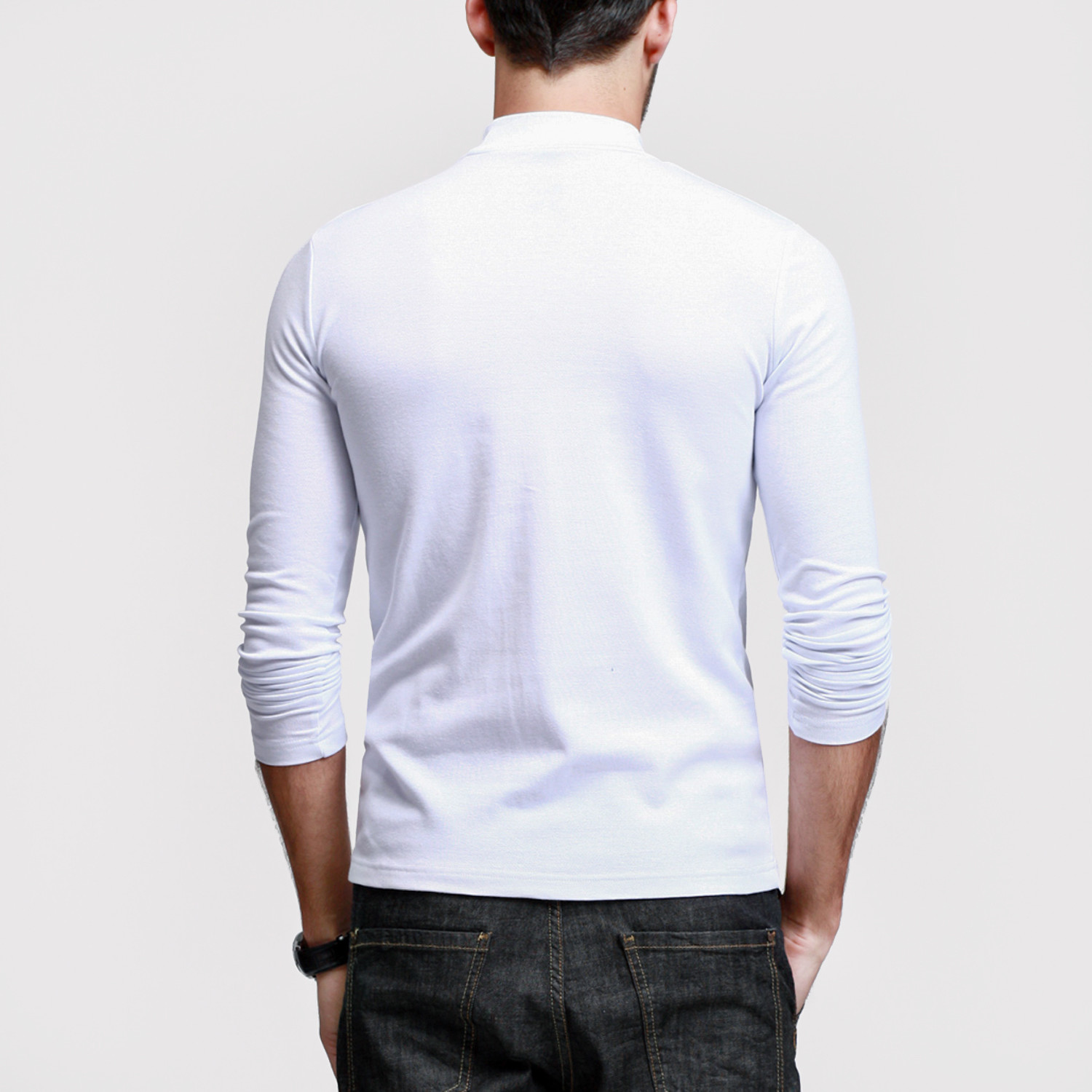 Mock Neck Long Sleeve // White (S) - Kuegou - Touch of Modern