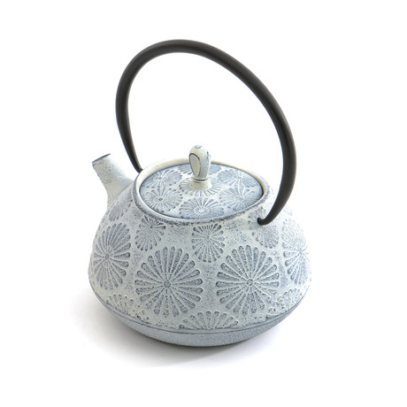 Cast Iron Teapot Flower // White