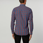 Casual Button-Up // Blue + Red (S)