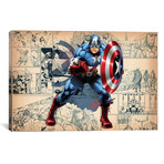 Comics // Avengers // Captain America On Comic Panels (26"W x 18"H x 0.75"D)