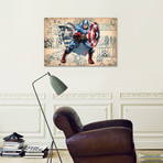 Comics // Avengers // Captain America On Comic Panels (26"W x 18"H x 0.75"D)