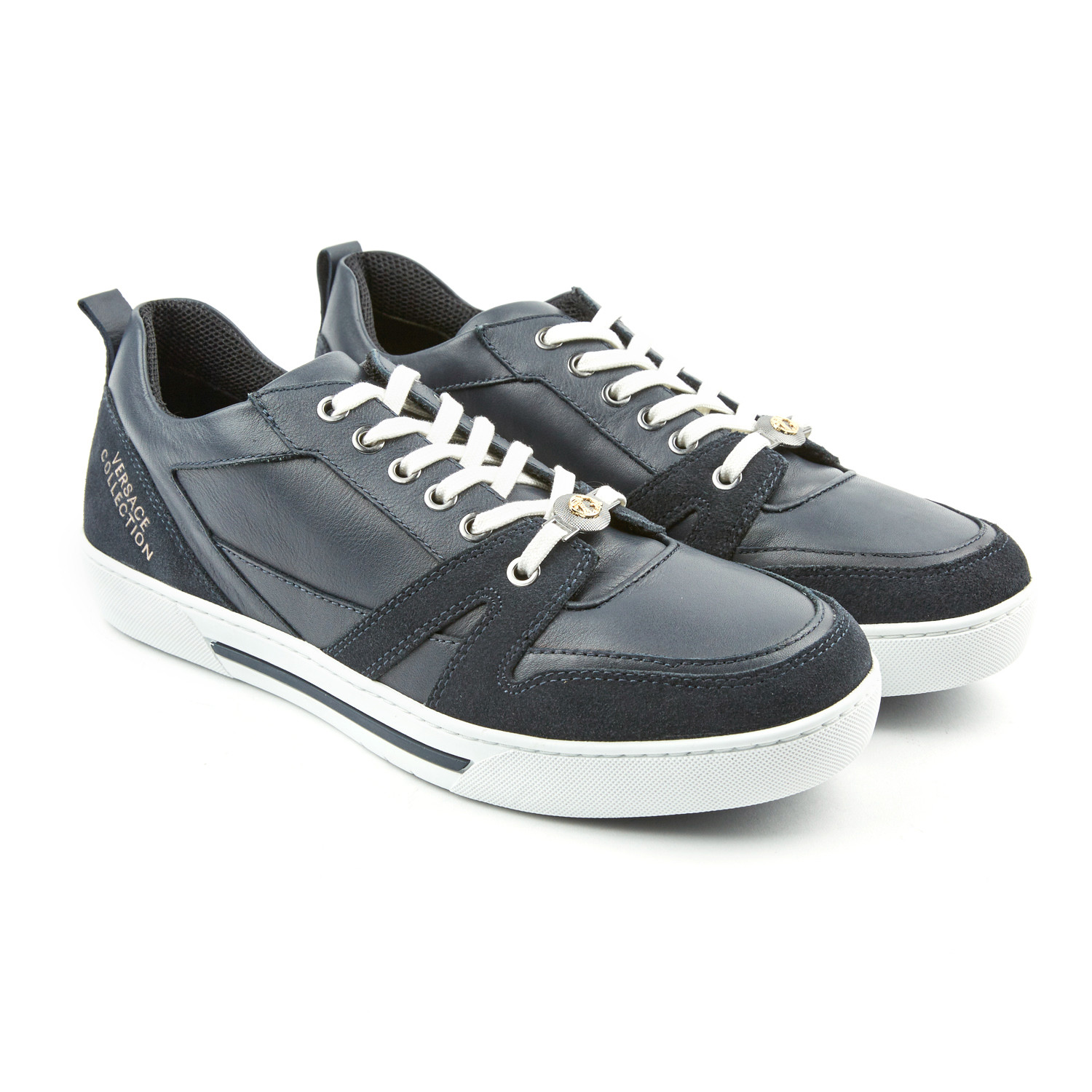 Leather + Suede Sneaker // Dark Navy (Euro: 40) - Versace Collection ...