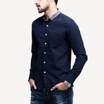 Kuegou // Contrast Collar Button-Down // Navy (L)