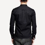 Kuegou // Moa Collar Pocket Shirt // Black (L)