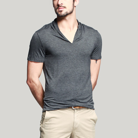 Deep V-Neck Tee // Dark Grey (L)