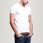 Solid V-Neck Tee // White (M)