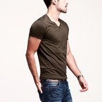 Solid V-Neck Tee // Coffee (L)