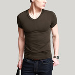 Solid V-Neck Tee // Coffee (L)