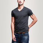 Solid V-Neck Tee // Charcoal (L)