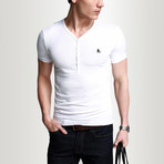 V-Neck Henley // White (M)