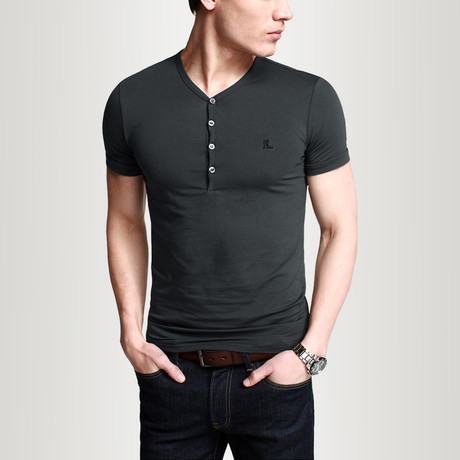 V-Neck Henley // Charcoal (M)