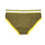 American Jock Aktivo Hi-Cut Brief // Olive + Yellow (S)