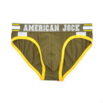 American Jock Aktivo Hi-Cut Brief // Olive + Yellow (S)