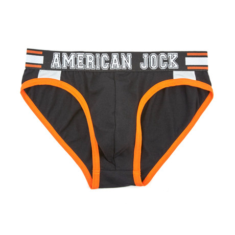 American Jock Aktivo Hi-Cut Brief // Black + Orange (S)