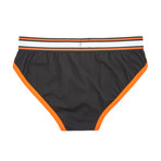 American Jock Aktivo Hi-Cut Brief // Black + Orange (XL)