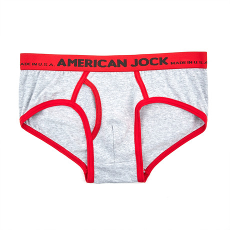 American Jock Printed Varsity Brief // Heather Grey + Red (S)