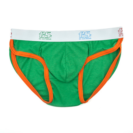 Pop Mod Athletic Brief // Green + Orange (S)