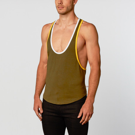 American Jock Aktivo Extreme Muscle Tank // Olive + Yellow (S)