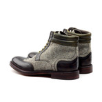 Wool + Calfskin Military Boot // Brown + Grey (Euro: 46)
