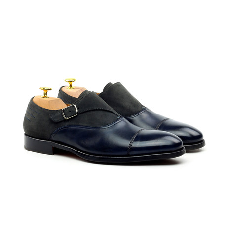 Calfskin + Suede Monk Strap Brogue // Black (Euro: 40)