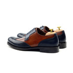 LORENS // Perforated Wingtip Derby // Navy + Cognac (Euro: 42)